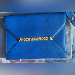 Stella & Dot Blue Clutch with Gold Accent